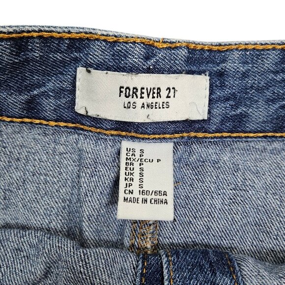 Forever 21 Women's Mini‎ Skirt Blue Button Down Denim Jean Cotton Size Small - Picture 2 of 3
